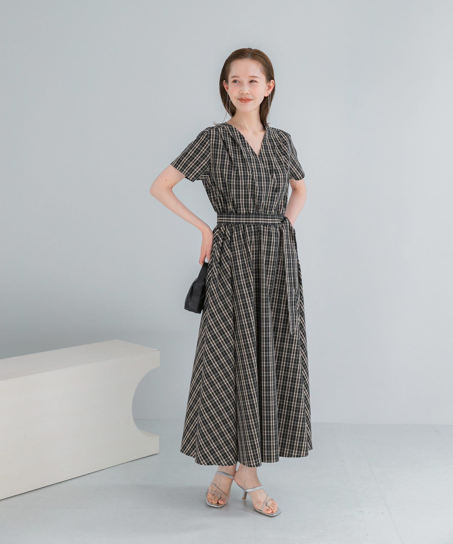 URBAN RESEARCH ROSSO「『WEB限定』チェックカシュクールワンピース」|ワンピース|