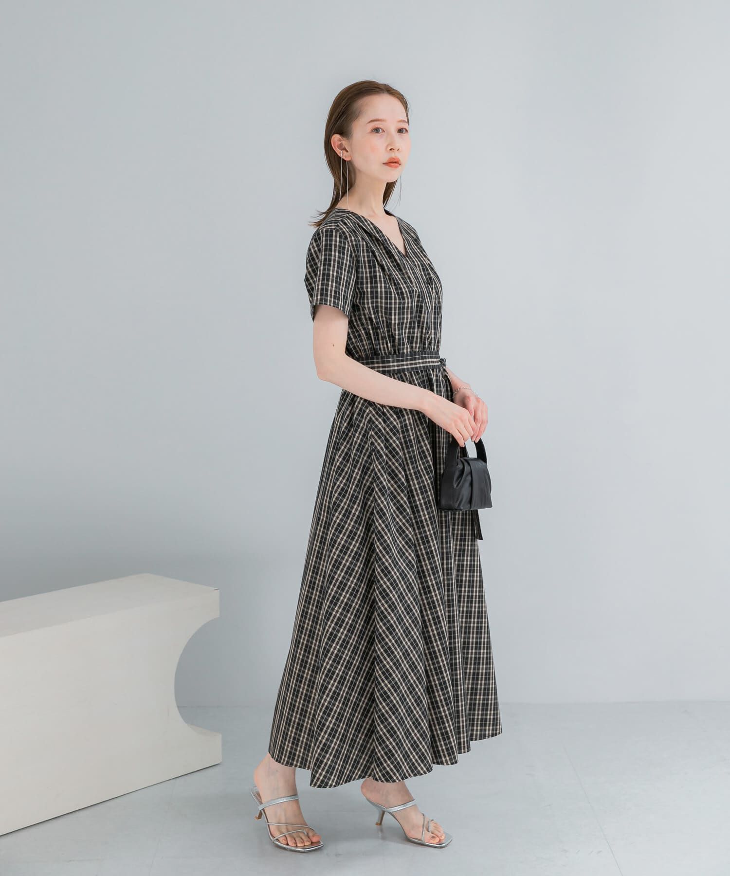 URBAN RESEARCH ROSSO「『WEB限定』チェックカシュクールワンピース」|ワンピース|