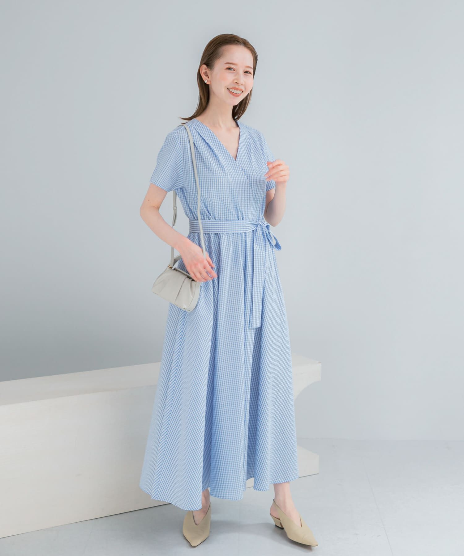 URBAN RESEARCH ROSSO「『WEB限定』チェックカシュクールワンピース」|ワンピース|