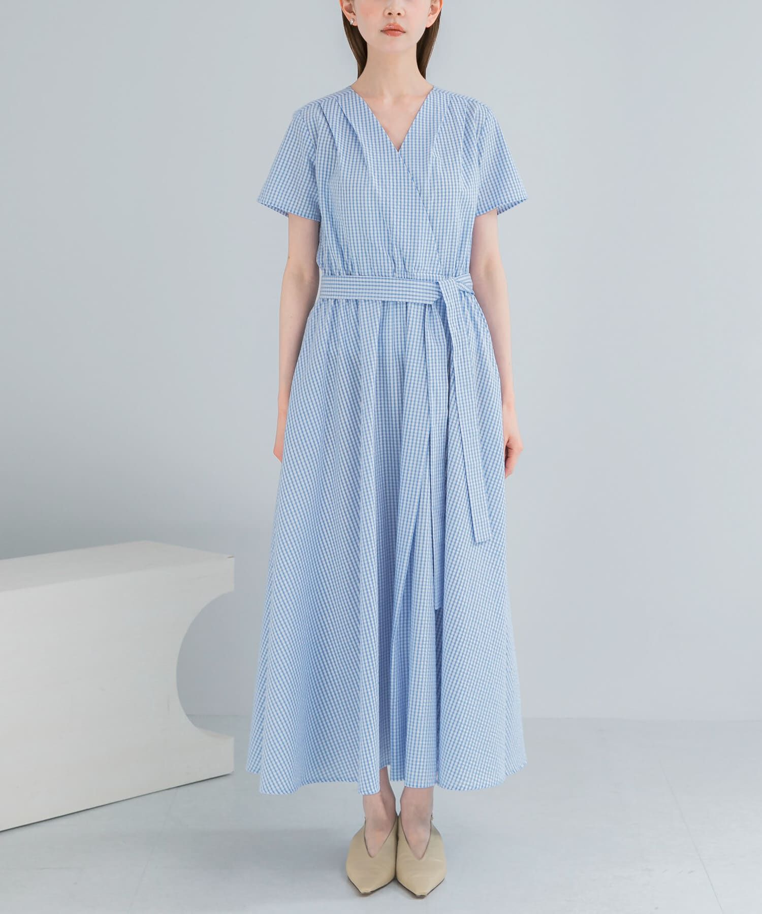 URBAN RESEARCH ROSSO「『WEB限定』チェックカシュクールワンピース」|ワンピース|