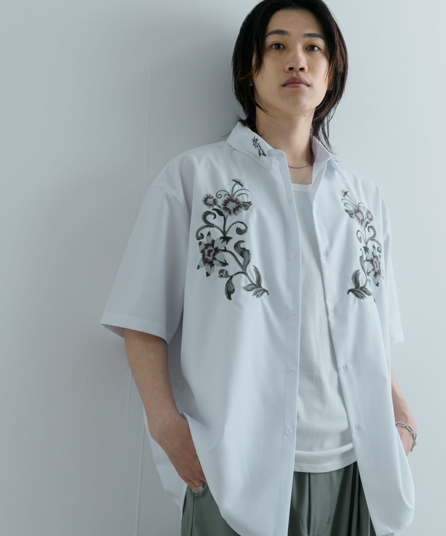 SENSE OF PLACE by URBAN RESEARCH「ボタニカルシシュウシャツ(5分袖)」|シャツ・ブラウス|