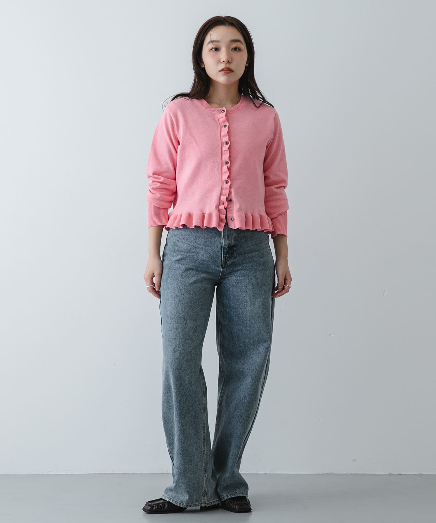 SENSE OF PLACE by URBAN RESEARCH「『洗濯可』フリルトリムニットカーディガン」|ニット・セーター|