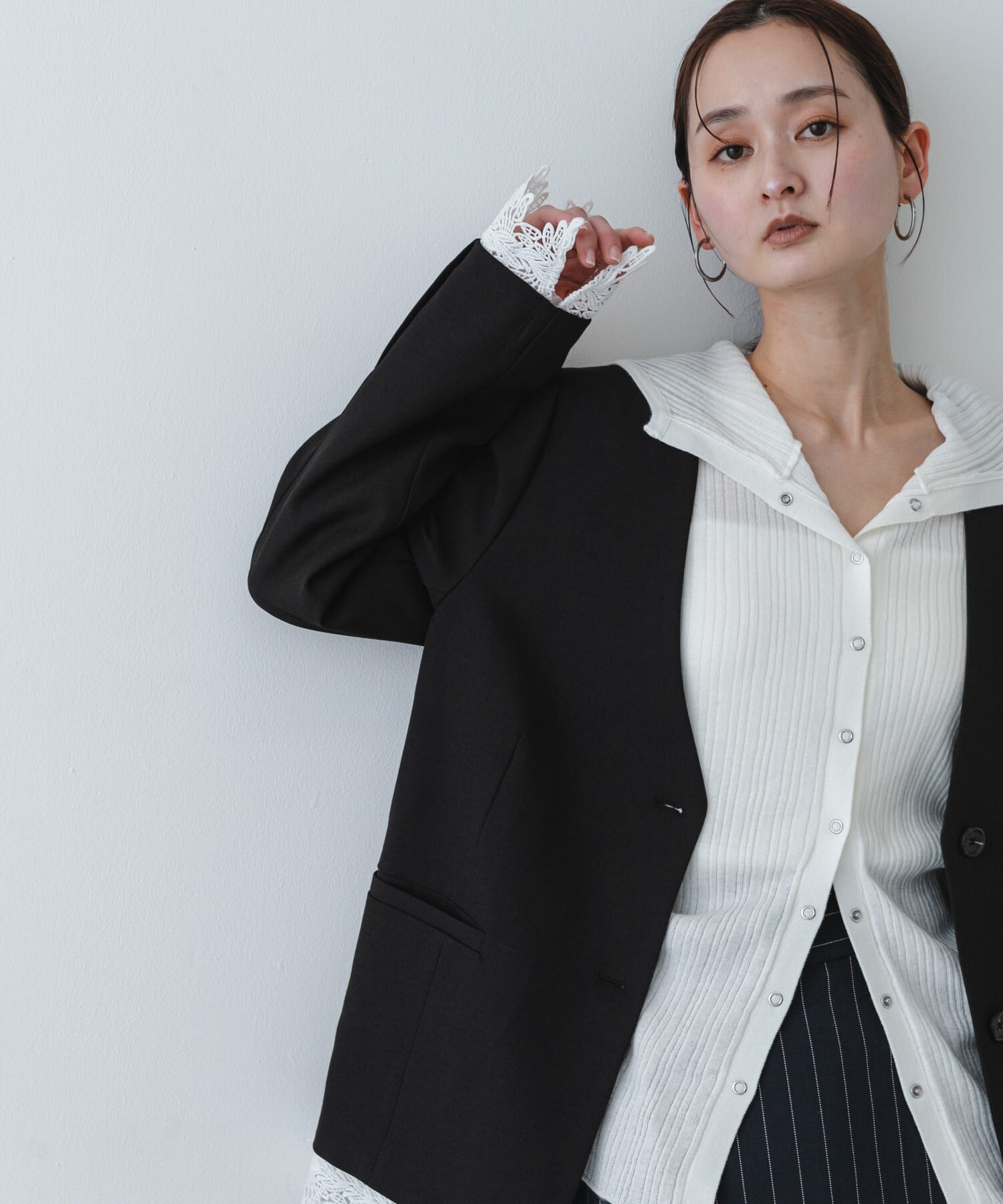 SENSE OF PLACE by URBAN RESEARCH「レースレイヤードノーカラージャケット」|ノーカラージャケット|