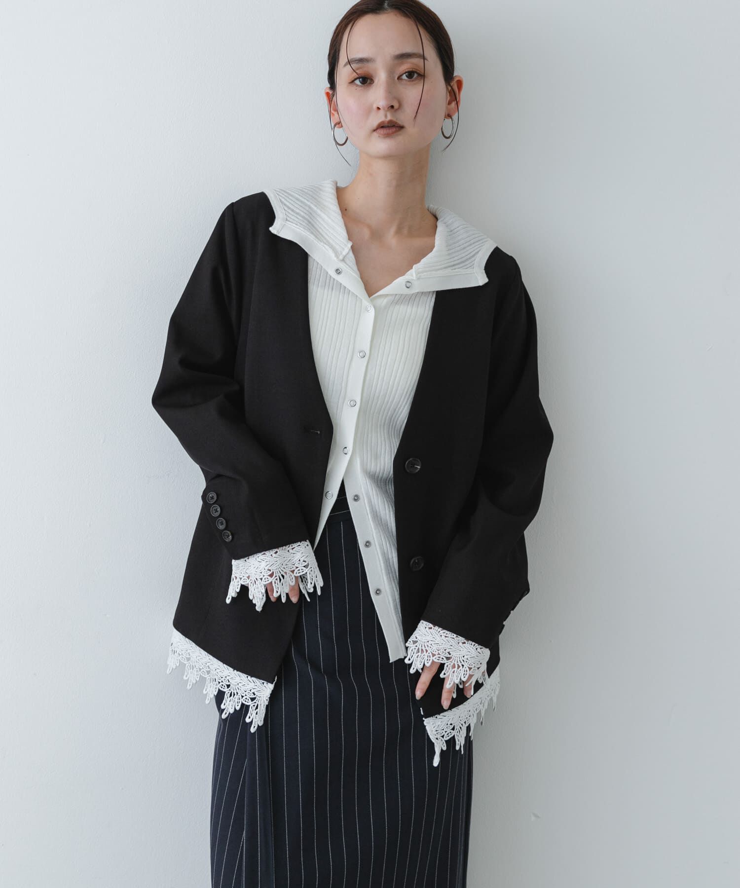 SENSE OF PLACE by URBAN RESEARCH「レースレイヤードノーカラージャケット」|ノーカラージャケット|