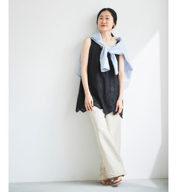  「コットンレースノースリーブブラウス」|シャツ・ブラウス|