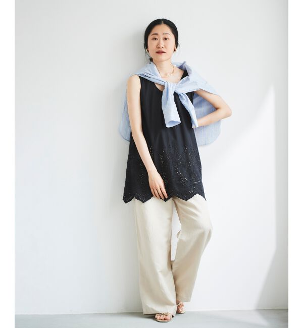  「コットンレースノースリーブブラウス」|シャツ・ブラウス|