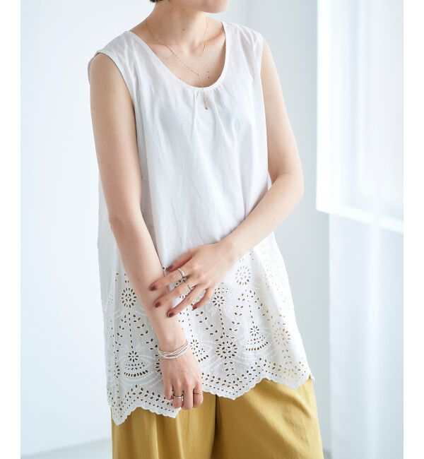  「コットンレースノースリーブブラウス」|シャツ・ブラウス|