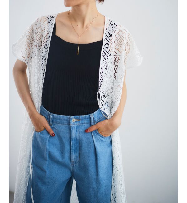 le.coeur blanc「ブロックレースロングジレ」|ベスト・ジレ|