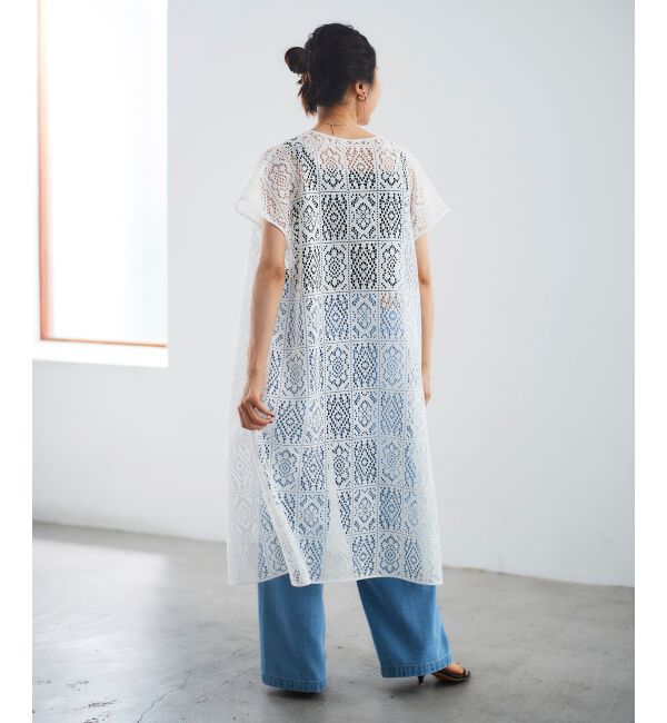 le.coeur blanc「ブロックレースロングジレ」|ベスト・ジレ|