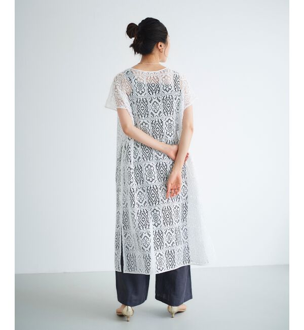 le.coeur blanc「ブロックレースロングジレ」|ベスト・ジレ|