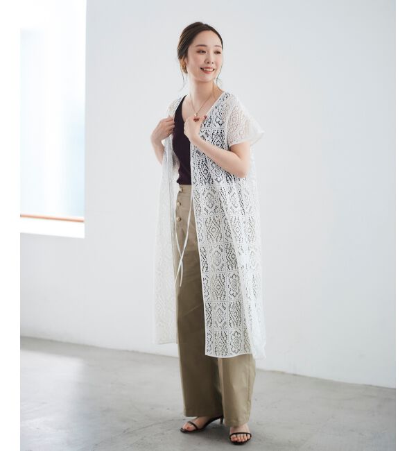 le.coeur blanc「ブロックレースロングジレ」|ベスト・ジレ|