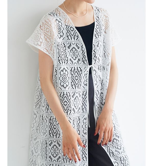 le.coeur blanc「ブロックレースロングジレ」|ベスト・ジレ|