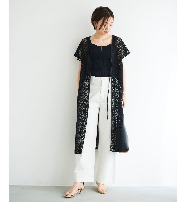 le.coeur blanc「ブロックレースロングジレ」|ベスト・ジレ|