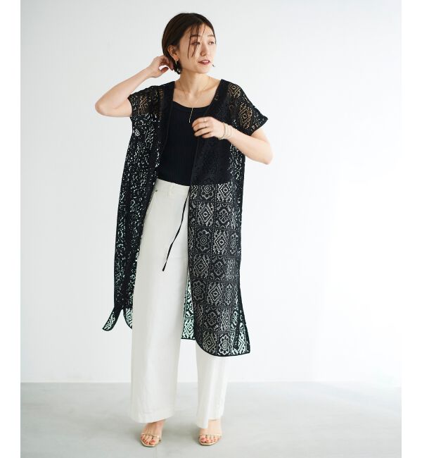 le.coeur blanc「ブロックレースロングジレ」|ベスト・ジレ|