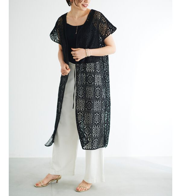 le.coeur blanc「ブロックレースロングジレ」|ベスト・ジレ|