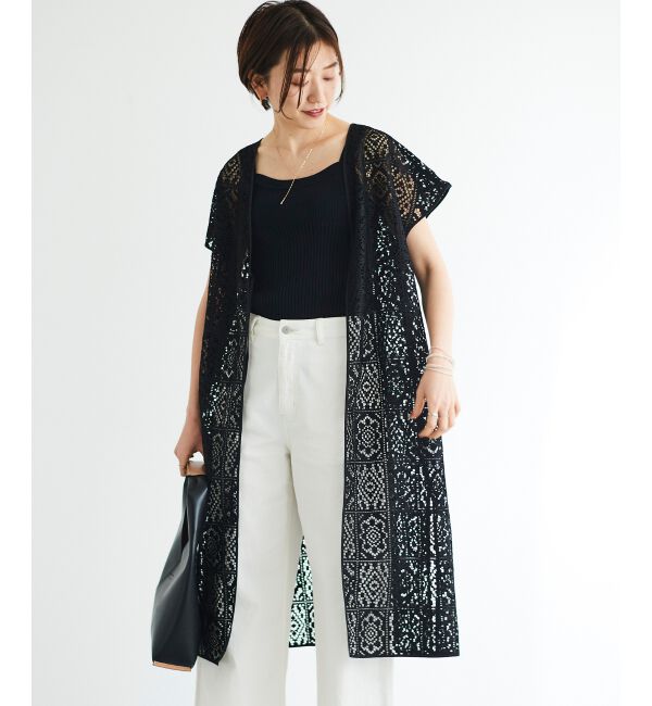 le.coeur blanc「ブロックレースロングジレ」|ベスト・ジレ|