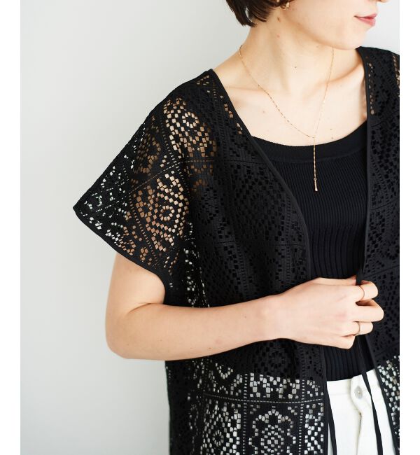 le.coeur blanc「ブロックレースロングジレ」|ベスト・ジレ|