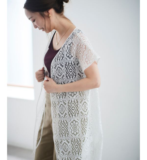 le.coeur blanc「ブロックレースロングジレ」|ベスト・ジレ|