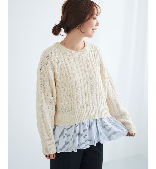  「シャツドッキングケーブルニット」|ニット・セーター|