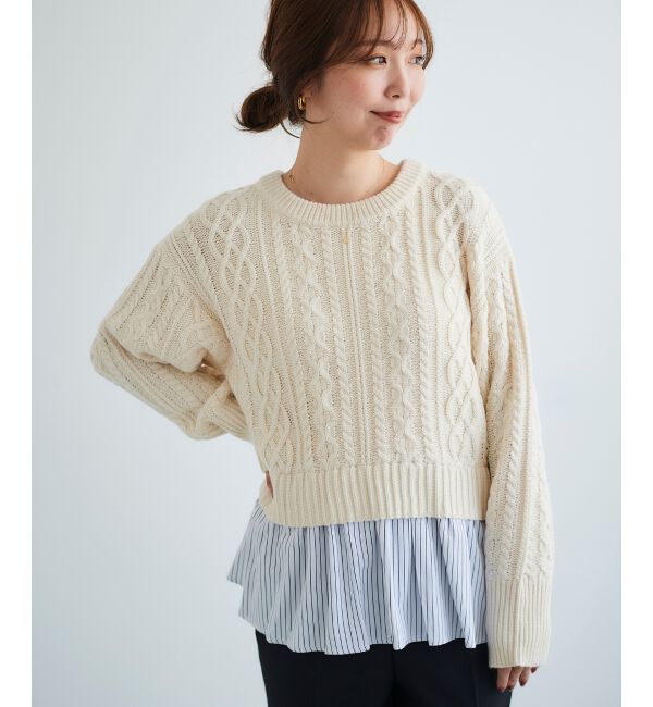  「シャツドッキングケーブルニット」|ニット・セーター|