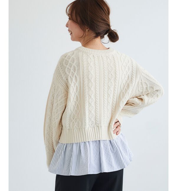  「シャツドッキングケーブルニット」|ニット・セーター|
