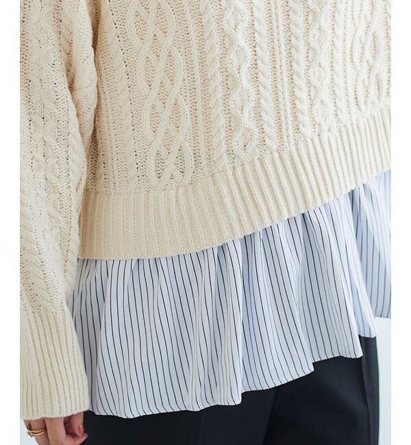  「シャツドッキングケーブルニット」|ニット・セーター|