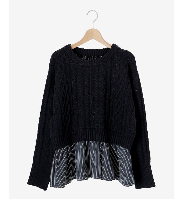  「シャツドッキングケーブルニット」|ニット・セーター|