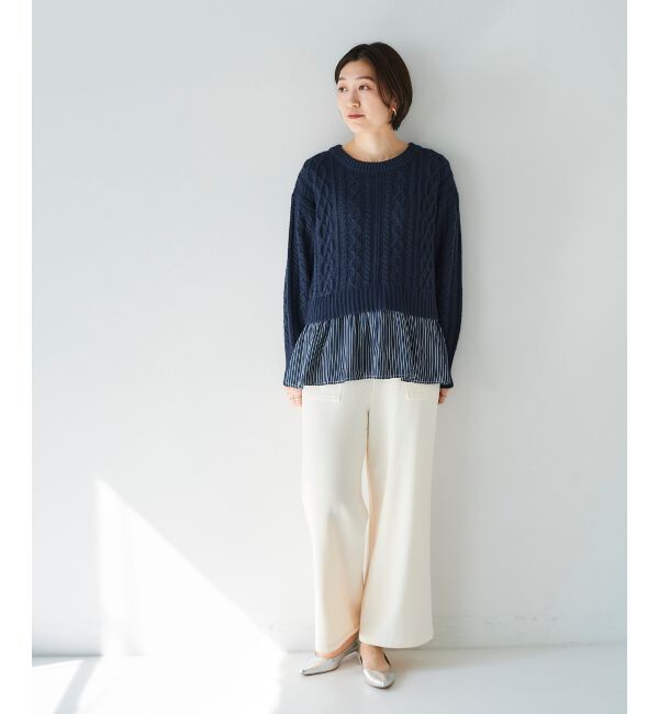  「シャツドッキングケーブルニット」|ニット・セーター|