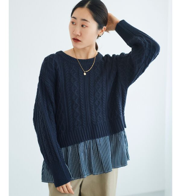  「シャツドッキングケーブルニット」|ニット・セーター|