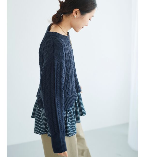  「シャツドッキングケーブルニット」|ニット・セーター|