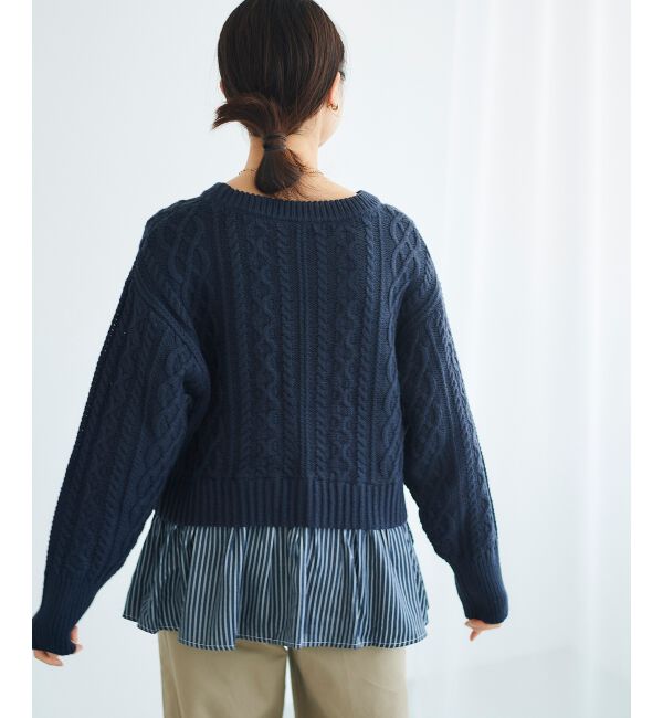  「シャツドッキングケーブルニット」|ニット・セーター|