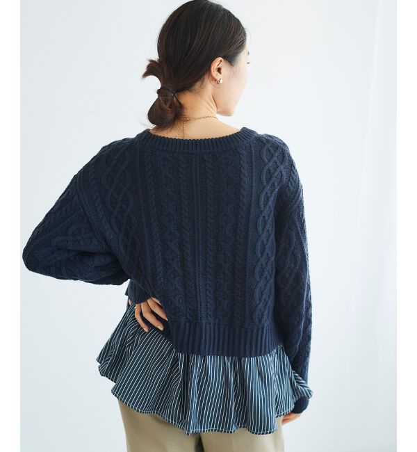  「シャツドッキングケーブルニット」|ニット・セーター|