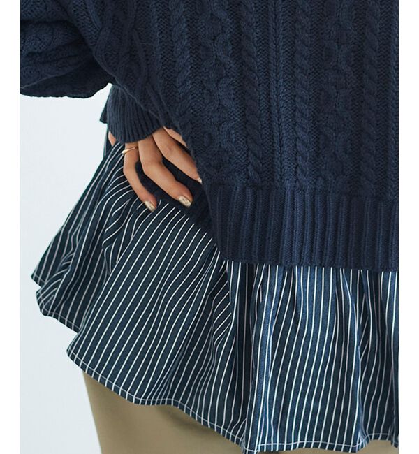  「シャツドッキングケーブルニット」|ニット・セーター|