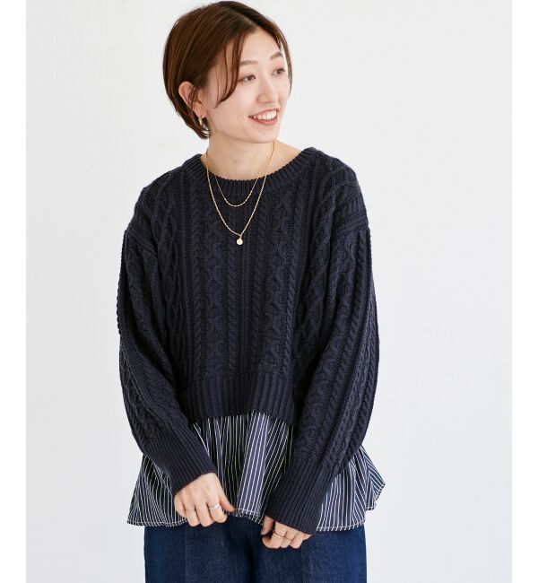  「シャツドッキングケーブルニット」|ニット・セーター|