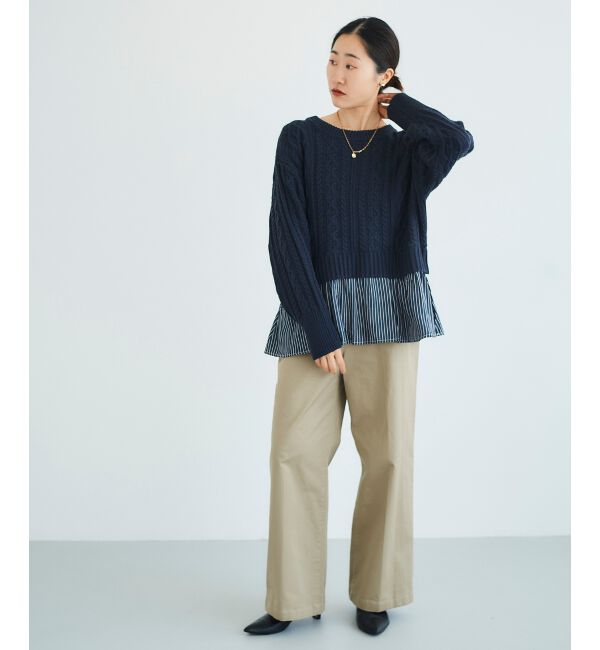  「シャツドッキングケーブルニット」|ニット・セーター|