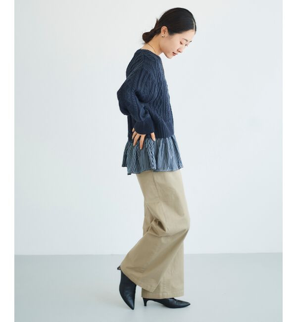  「シャツドッキングケーブルニット」|ニット・セーター|