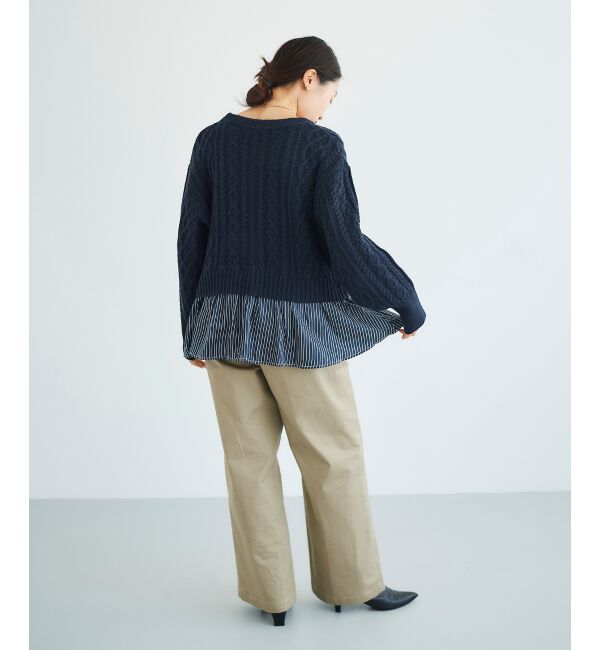  「シャツドッキングケーブルニット」|ニット・セーター|