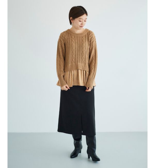  「シャツドッキングケーブルニット」|ニット・セーター|