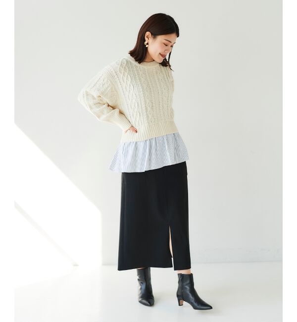  「シャツドッキングケーブルニット」|ニット・セーター|