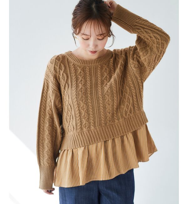  「シャツドッキングケーブルニット」|ニット・セーター|