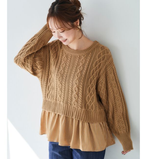  「シャツドッキングケーブルニット」|ニット・セーター|