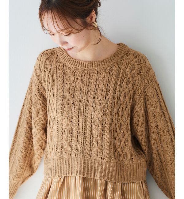  「シャツドッキングケーブルニット」|ニット・セーター|