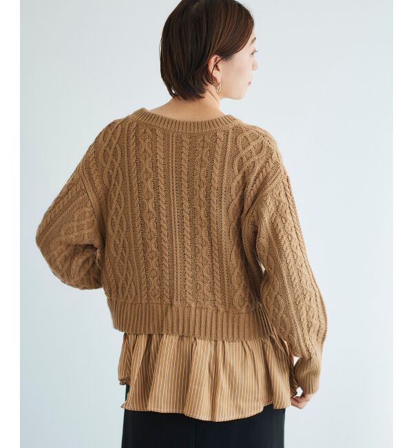  「シャツドッキングケーブルニット」|ニット・セーター|