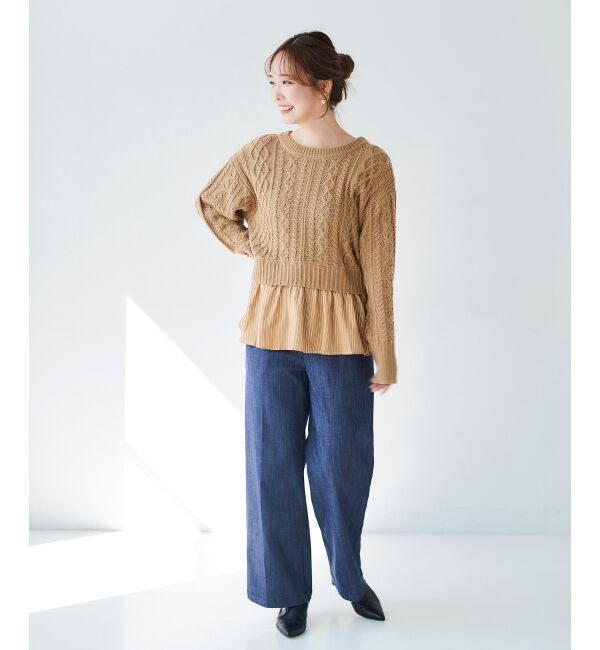  「シャツドッキングケーブルニット」|ニット・セーター|