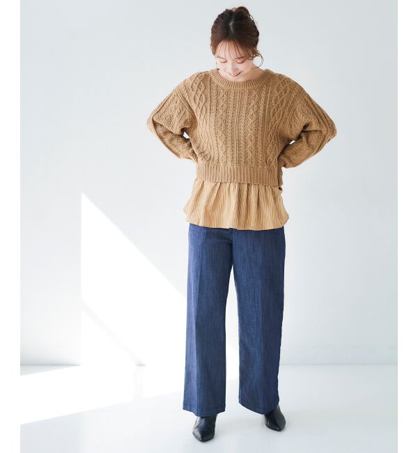  「シャツドッキングケーブルニット」|ニット・セーター|
