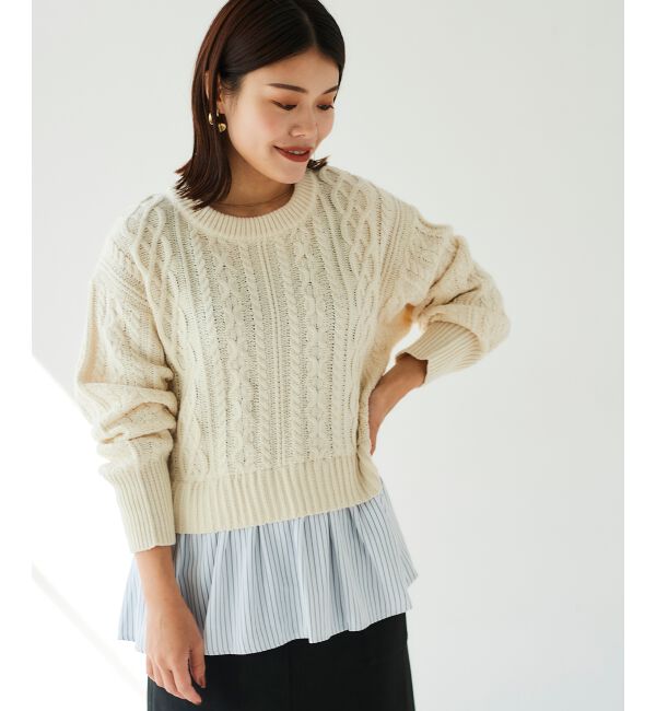  「シャツドッキングケーブルニット」|ニット・セーター|