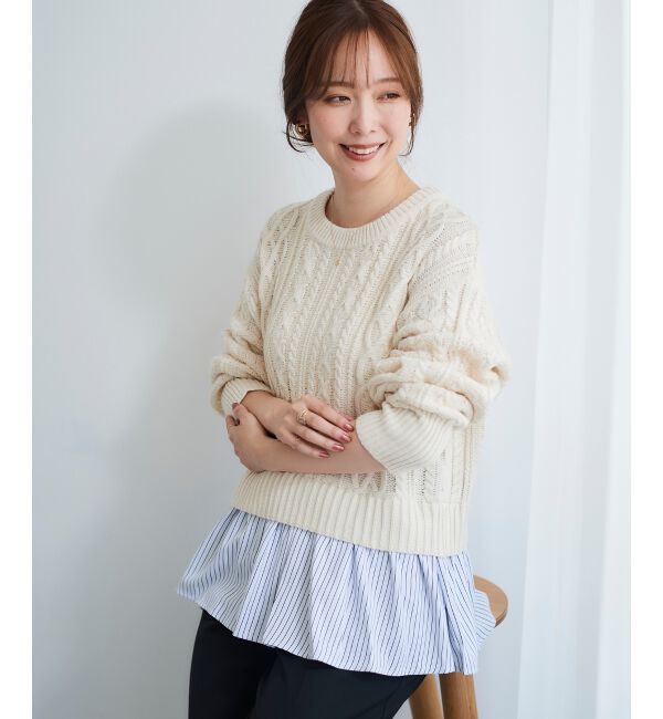  「シャツドッキングケーブルニット」|ニット・セーター|