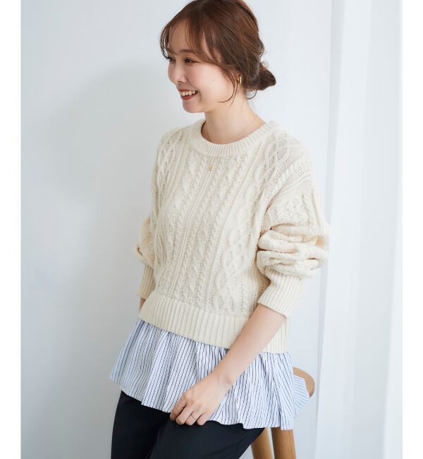  「シャツドッキングケーブルニット」|ニット・セーター|