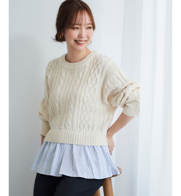  「シャツドッキングケーブルニット」|ニット・セーター|