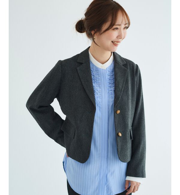 le.coeur blanc「ヘリンボーン柄ショートテーラージャケット」|その他|